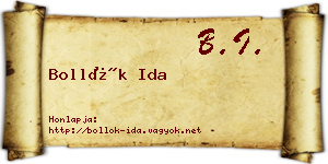 Bollók Ida névjegykártya